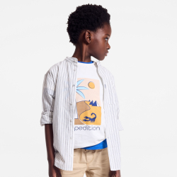 تيشيرت مزين برسمة باللون الأبيض للأولاد